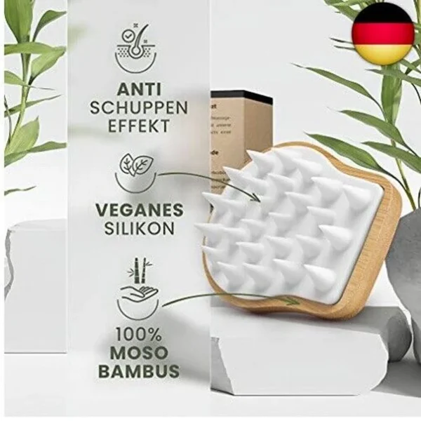 BAMBUA Masážní kartáč na pokožku hlavy - [100% Plastic Free] Bambusový šamponový kartáč - A