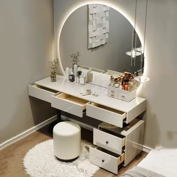 Makeup Vanity Table Set Hotel Furniture Room Nordic Home Ložnice Girly Modern Design Organizer Bedside Dresser Luxury Tocadores Woman Dressing