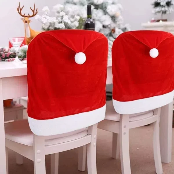 1-6PCS Vánoční dekorace židle opěradlo kryty Santa Claus červený klobouk židle čepice kuchyně jídelní židle slavnostní Slipcovers sady pro vánoční dovolenou