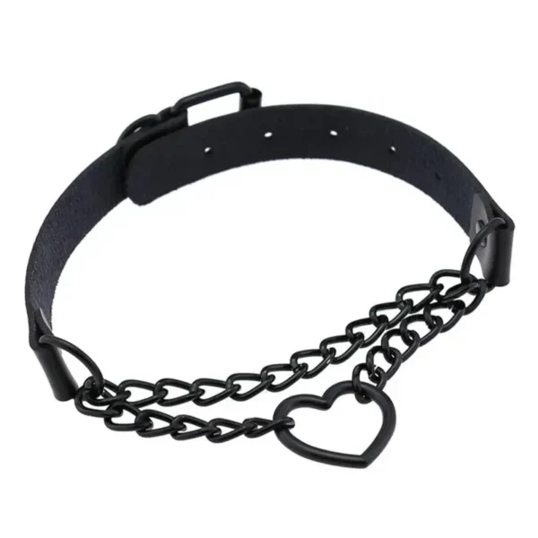 Černý kožený náhrdelník Punk Rock PU Rock Láska kožený náhrdelník náhrdelník pro ženy Goth Choker límec náhrdelník nastavitelný Srdce Choker PU náhrdelník měkký límec řetěz krátký límec pro ženy dívky