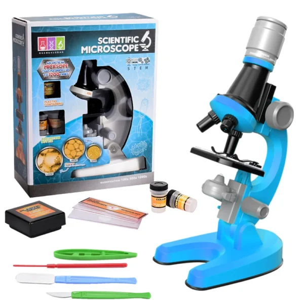 Zoom Dětský mikroskop Laboratorní vědec Biologická laboratoř LED 1200X Školní vědecká experimentální sada Vzdělávání Vědecké hračky Dárky pro děti Vědec