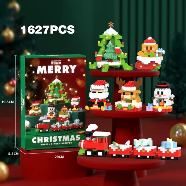 Vánoční zimní stavební blok Santa Claus Sněhulák Elk Tree Micro Brick Puzzle Assembly Model Home Decoration Xmas Festive Party Gift Kid Toy