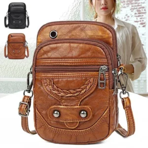 Dámská malá taška Retro měkké kůže stylový Messenger Bag nýt PU ramenní taška kabelka mobilní telefon peněženka