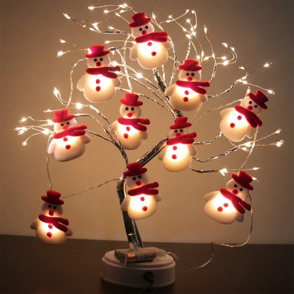 Sněhulák Vánoce LED girlanda String Light Veselé vánoční dekorace pro domov 2024 Vánoční stromek Rozkošný ornament Xmas Navidad dárky