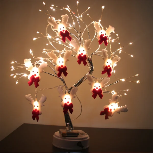 Sněhulák Vánoce LED girlanda String Light Veselé vánoční dekorace pro domov 2024 Vánoční stromek Rozkošný ornament Xmas Navidad dárky