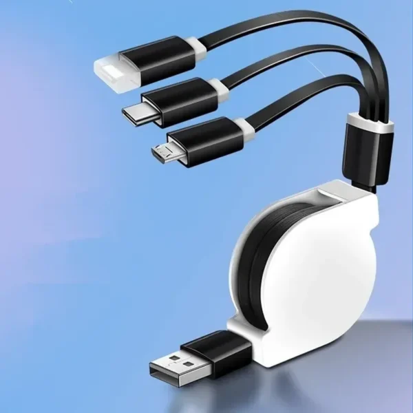 1ks 3 v 1 Nový teleskopický rychlý nabíjecí datový kabel USB-C typu C / IOS / Micro USB (délka: 1M)