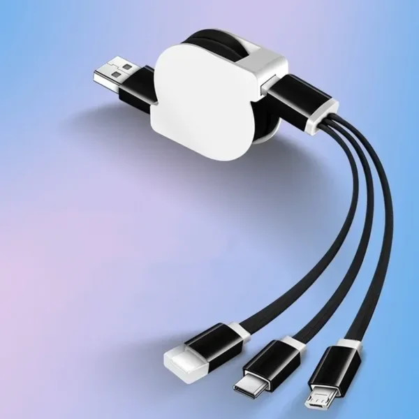 1ks 3 v 1 Nový teleskopický rychlý nabíjecí datový kabel USB-C typu C / IOS / Micro USB (délka: 1M)