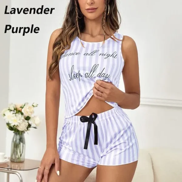 Roztomilé pyžamo pro ženy Letní pevné pyžamo Bavlněné pyžamo Set Tank Top Šortky Roztomilé spodní prádlo Set Měkké noční prádlo bez rukávů