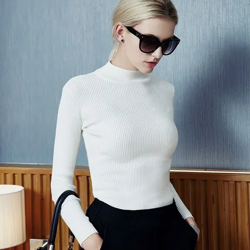 Stylový neformálnà New-Coming podzimnà zimnà rolák svetry Primer koÅ¡ile s dlouhým rukávem krátký korejský Slim-Fit tÄsný svetr