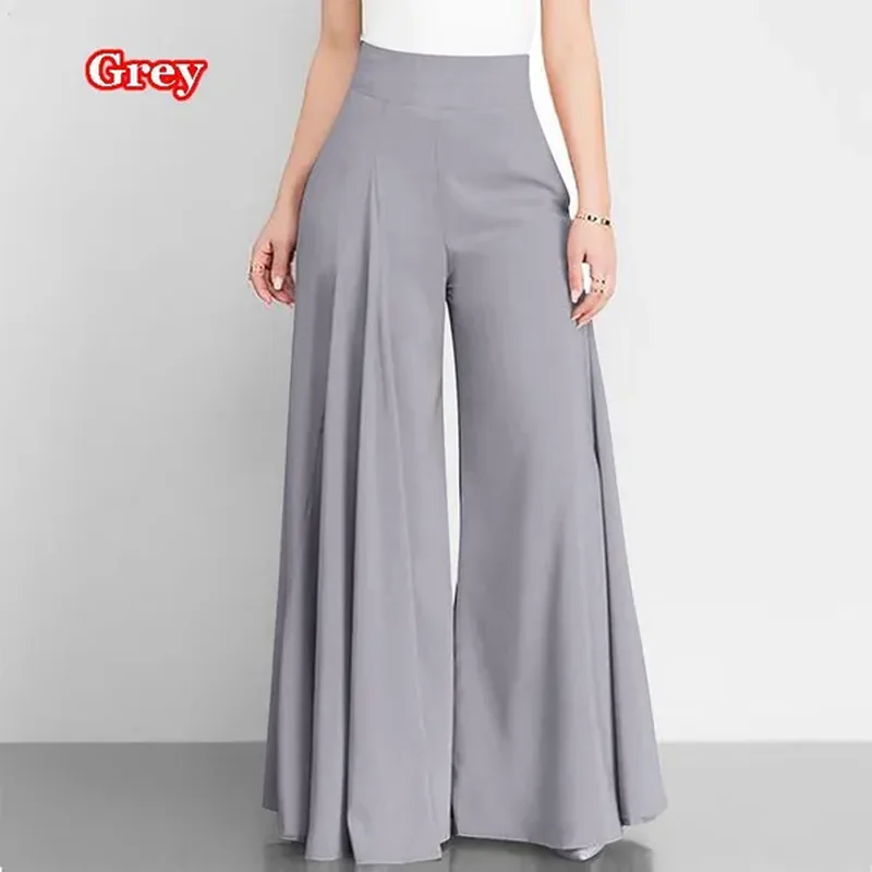 Dámské módnà pÅÃležitostné vysoký pas Å¡iroká noha módnà jednoduché kalhoty Dámy jednobarevné volné Straigh kalhoty ženské dlouhé kalhoty Boho kalhoty