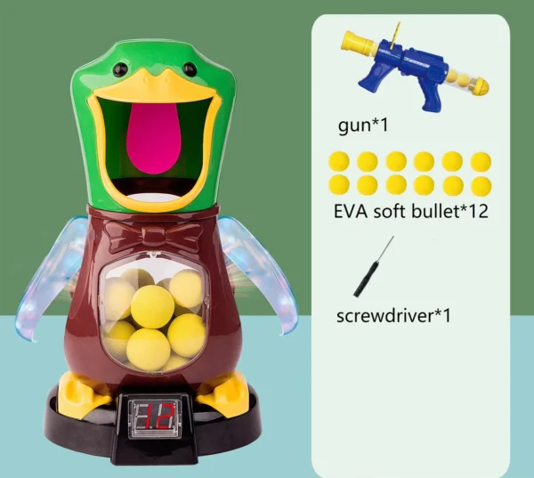 Zábavná hra Air-Powered Hladová střelba Duck Toys Měkká kulka míč střílet Elektronické bodování Bitva Duck Sniper Delight Game Duck Toys dárky