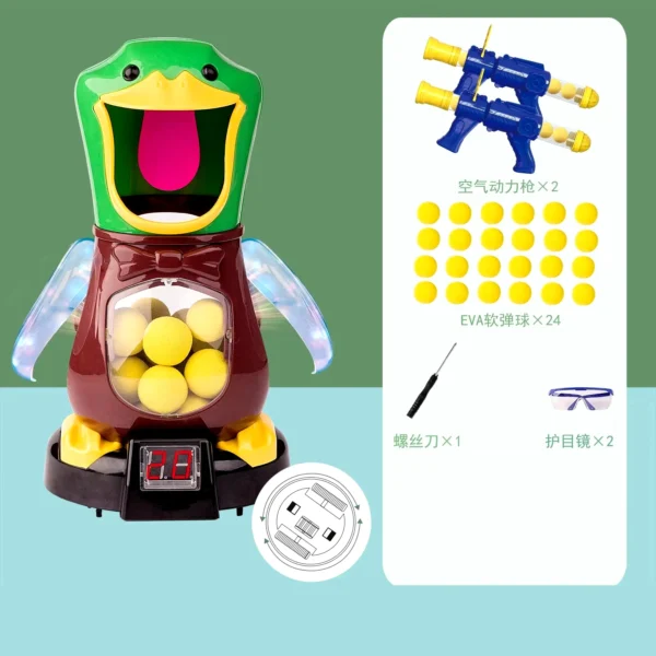 Zábavná hra Air-Powered Hladová střelba Duck Toys Měkká kulka míč střílet Elektronické bodování Bitva Duck Sniper Delight Game Duck Toys dárky