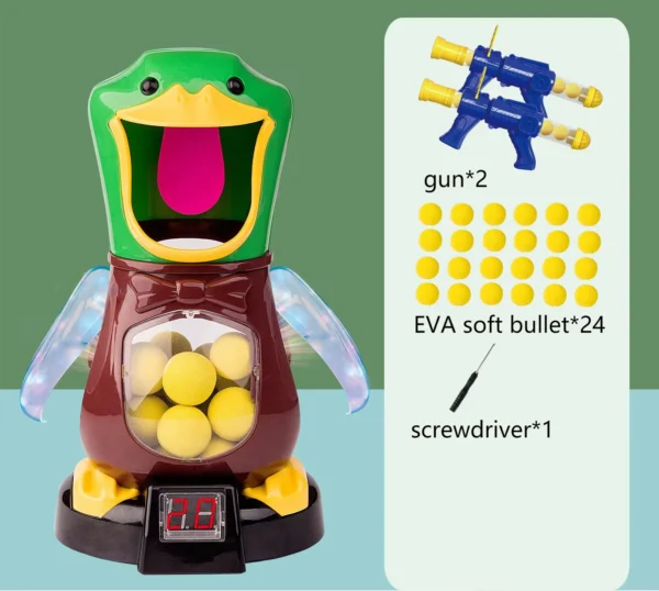 Zábavná hra Air-Powered Hladová střelba Duck Toys Měkká kulka míč střílet Elektronické bodování Bitva Duck Sniper Delight Game Duck Toys dárky