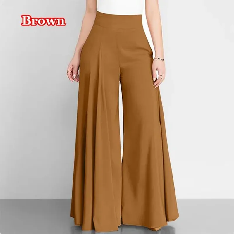 Dámské módnà pÅÃležitostné vysoký pas Å¡iroká noha módnà jednoduché kalhoty Dámy jednobarevné volné Straigh kalhoty ženské dlouhé kalhoty Módní kalhoty