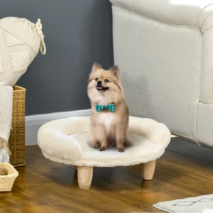 Pawhut Cat Bed Dog Sofa Dog Bed Pet Sofa Vyvýšený gauč pro domácí mazlíčky se zvýšeným designem Cream