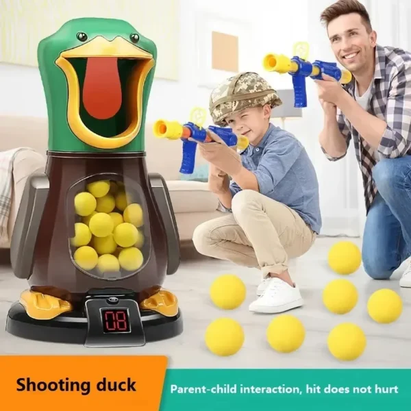 Zábavná hra Air-Powered Hladová střelba Duck Toys Měkká kulka míč střílet Elektronické bodování Bitva Duck Sniper Delight Game Duck Toys dárky