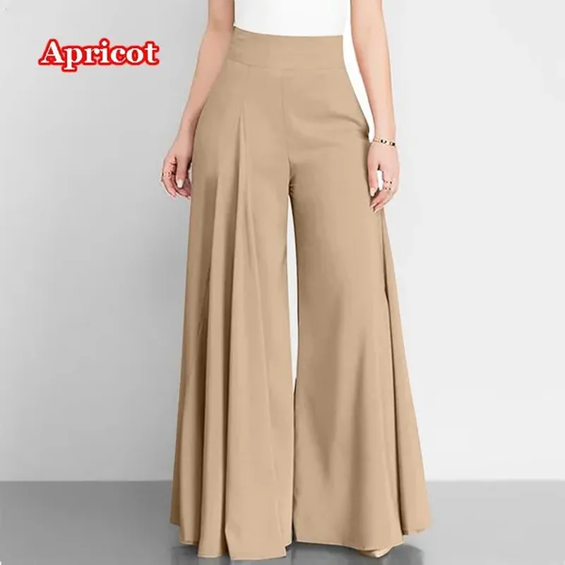 Dámské módnà pÅÃležitostné vysoký pas Å¡iroká noha módnà jednoduché kalhoty Dámy jednobarevné volné Straigh kalhoty ženské dlouhé kalhoty Kalhoty se širokou nohavicí