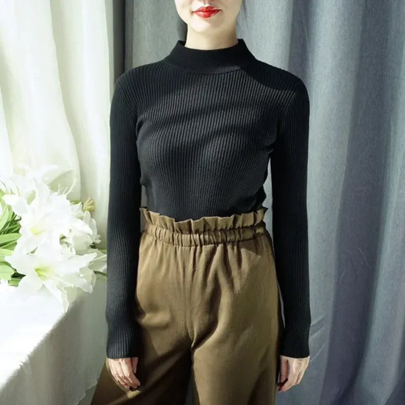 Stylový neformálnà New-Coming podzimnà zimnà rolák svetry Primer koÅ¡ile s dlouhým rukávem krátký korejský Slim-Fit tÄsný svetr