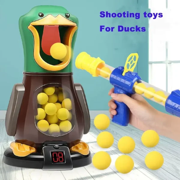 Zábavná hra Air-Powered Hladová střelba Duck Toys Měkká kulka míč střílet Elektronické bodování Bitva Duck Sniper Delight Game Duck Toys dárky