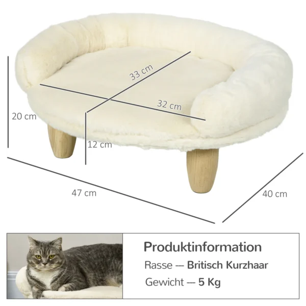 Pawhut Cat Bed Dog Sofa Dog Bed Pet Sofa Vyvýšený gauč pro domácí mazlíčky se zvýšeným designem Cream